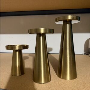 Set of Tiered Gold Candle Holders